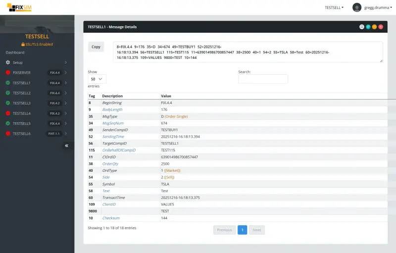 FIXSIM message views
